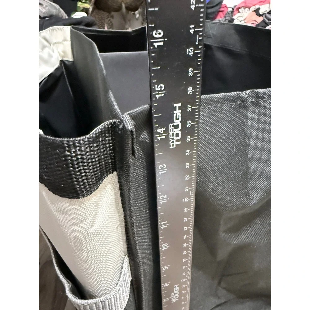 Pampered Chef Large Utility Tote Bag Black White Divided Organizer Shopping Bag